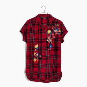 Madewell Embroidered Dahl Plaid Central Shirt M